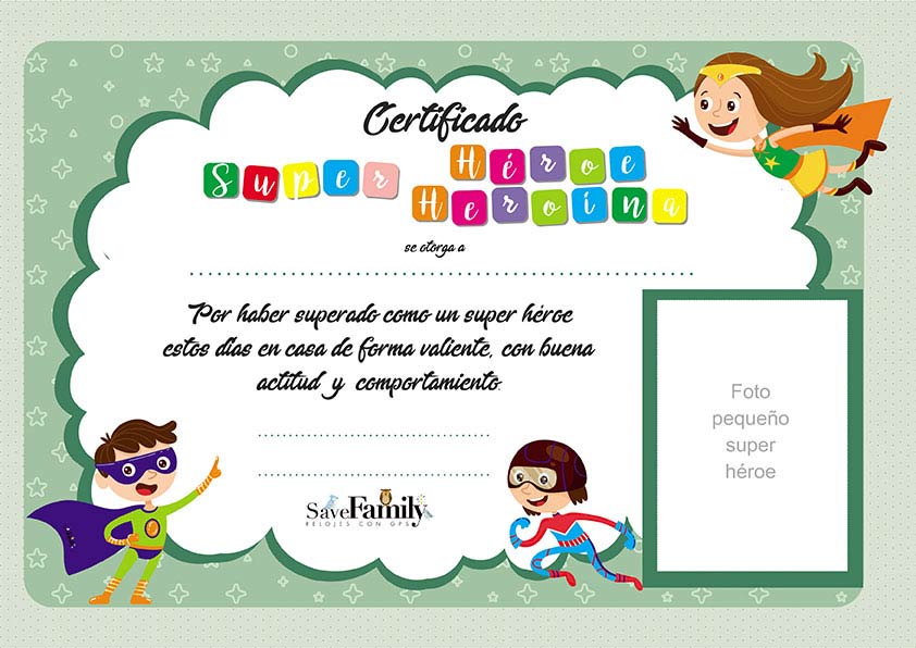 Descarga la plantilla del diploma de Superhéroe/ina de SaveFamily